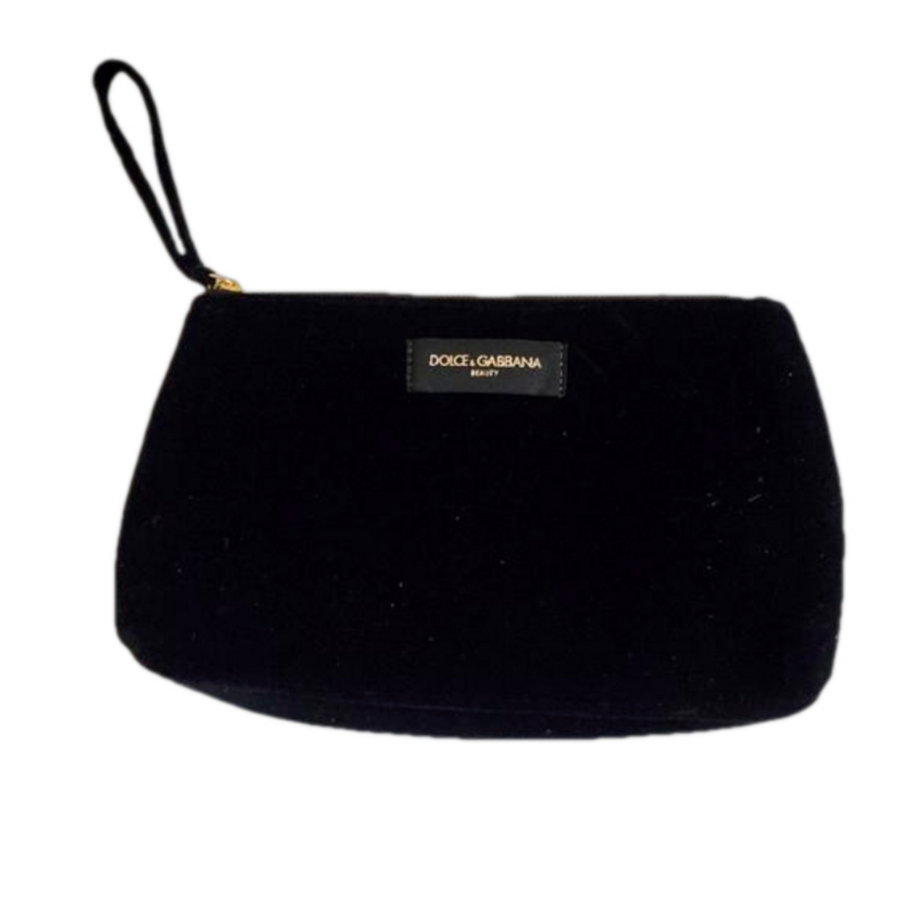 Dolce & Gabbana Beauty Black Velour Zip Top Cosmetic Bag - Never Been Used